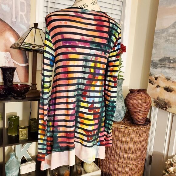 Desigual Striped Water Color Long Sleeve Tunic. - Picture 3 of 12